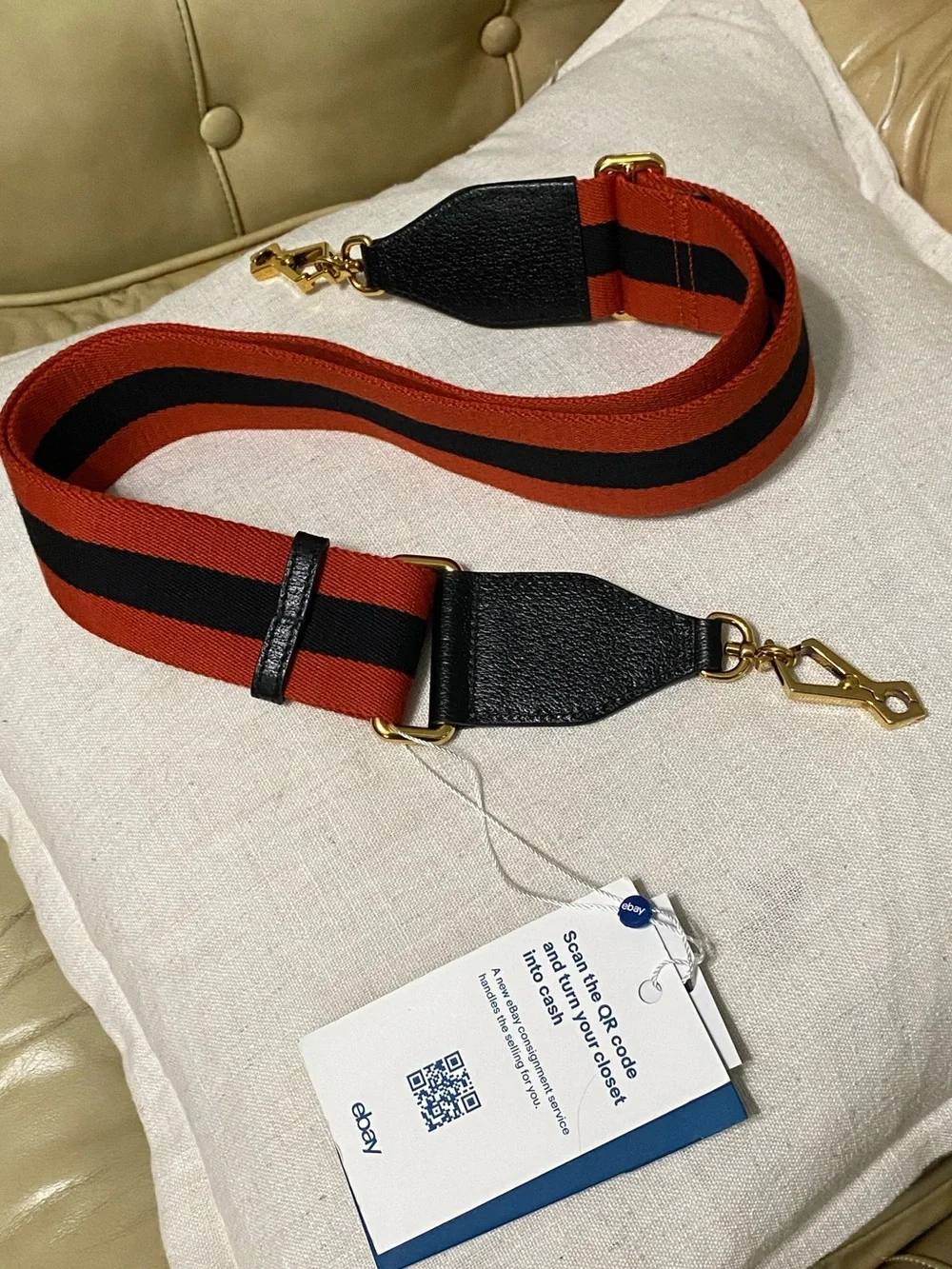 COA Gucci NEW Wide Web Replacement Bag Strap Navy/Red Wool Stripe Unisex